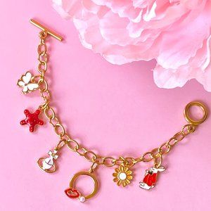 Red and white pendants women's bracelet